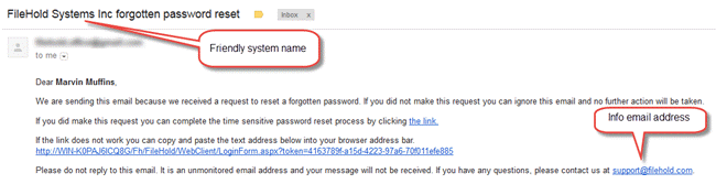 Reset password email notification example
