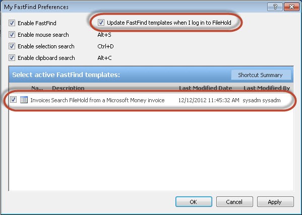 FastFind - enable template