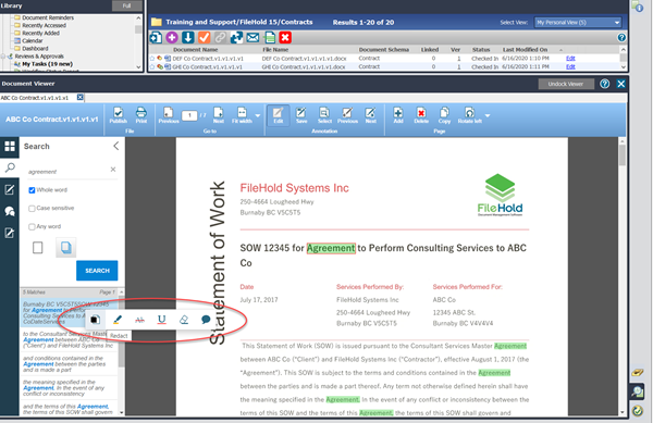 Highlight results in FileHold viewer