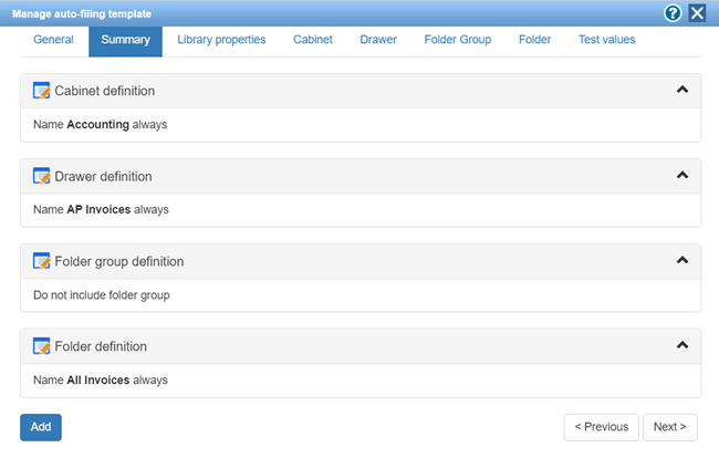 Simple auto-filing template example 2