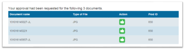 Approved documents in the Courier portal