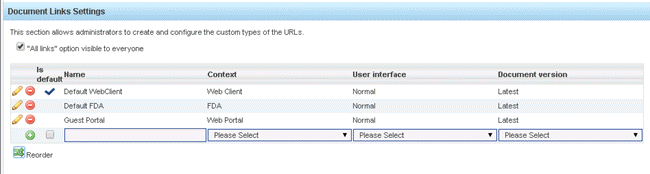 Document link settings