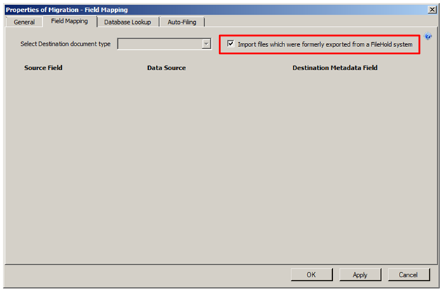 Manage imports field mapping tab - migration configuration
