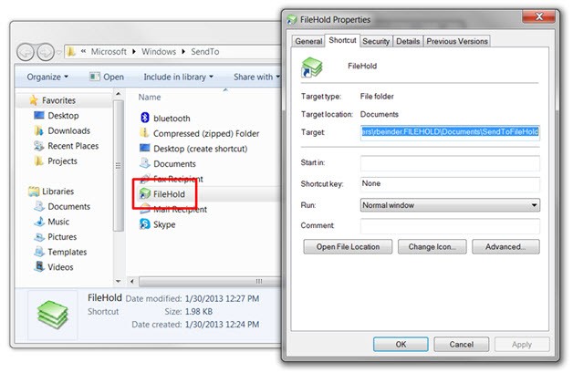 Send to FileHold from Windows Explorer
