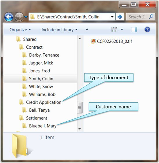Shared drive folder example