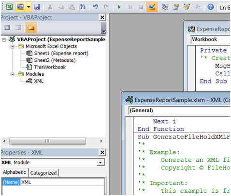 Expense report VBA code example 