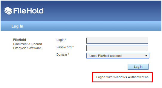 Web Client logon screen with SSO
