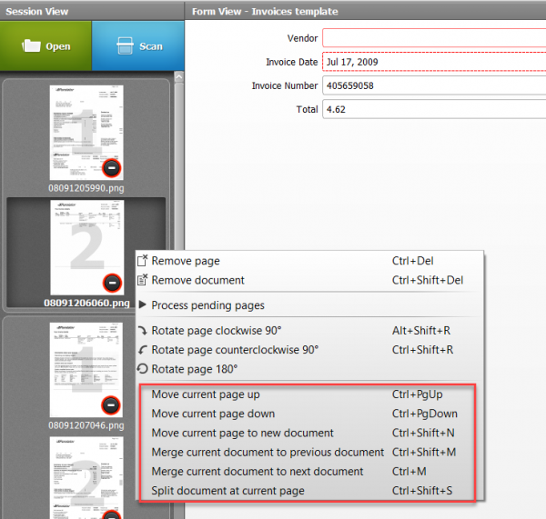 SmartSoft Capture manual page separation