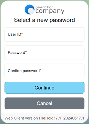 password reset screen