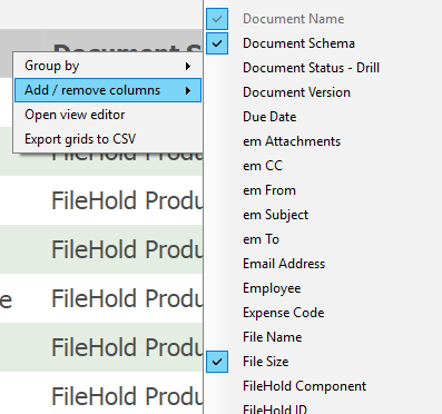 ad hoc add remove view columns