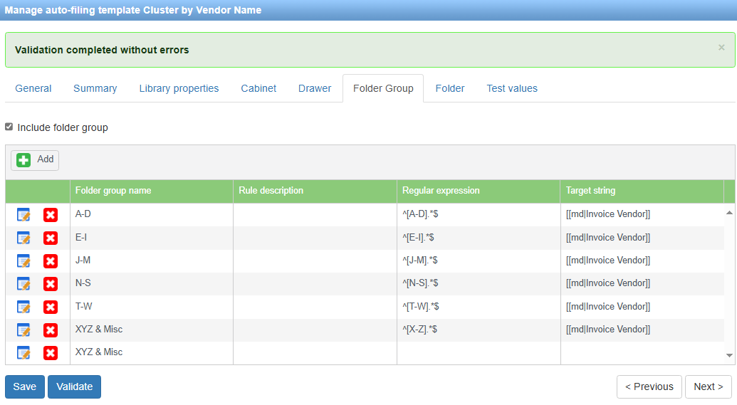 AF Folder Group summary